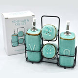Danny Home Ceramic Spice and Oil Bottle Dispenser Set Turquoise at Zubaidas Homestore Pakistan
