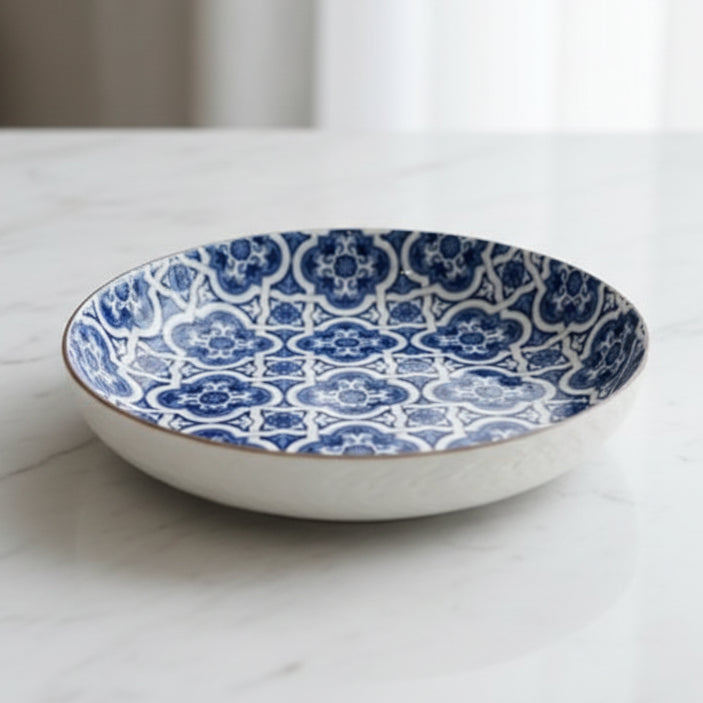 Danny Home Classic Blue Porcelain Deep Plate 30cm at Zubaidas Homestore