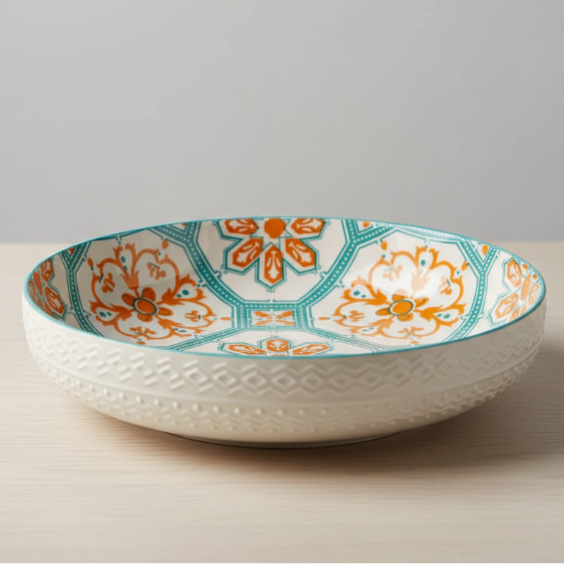 Danny Home Classic Orange Porcelain Deep Plate 30cm at Zubaidas Homestore 