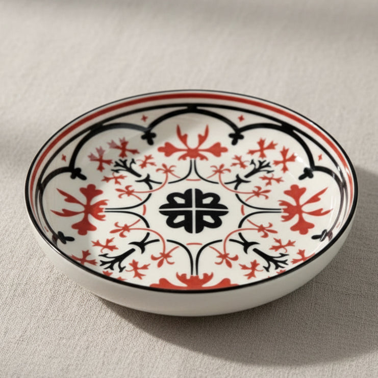 Danny Home Classic Red Porcelain Deep Plate 30cm at Zubaidas Homestore