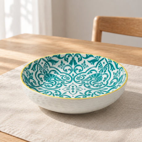 Danny Home Classic Turquoise Porcelain Deep Plate 30cm at Zubaidas Homestore