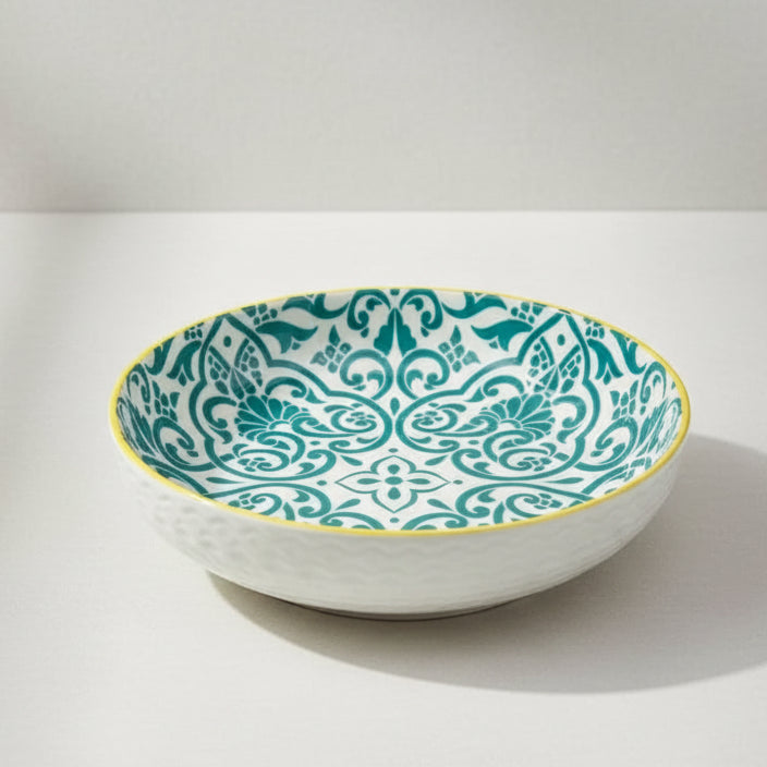 Danny Home Classic Turquoise Porcelain Deep Plate 30cm at Zubaidas Homestore