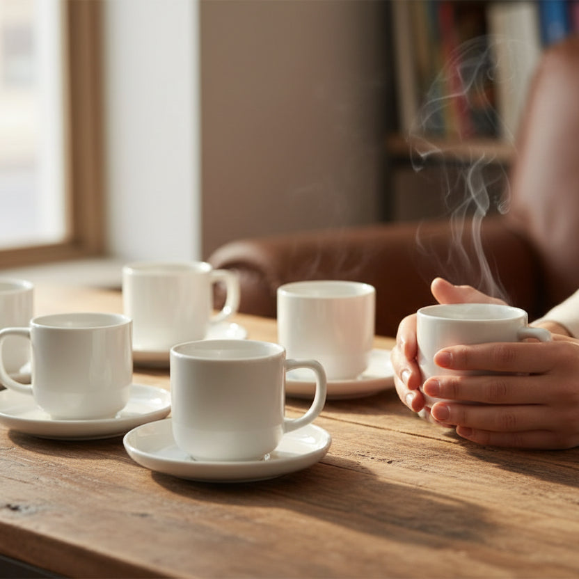Danny Home Classic White Cup and Saucer 6 Pieces Set at Zubaidas Homestore Pakistan
