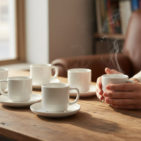 Danny Home Classic White Cup and Saucer 6 Pieces Set at Zubaidas Homestore Pakistan