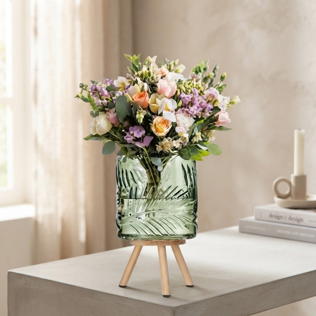 Danny Home Clear Glass Flower Vase 15.1cm at Zubaidas Homestore