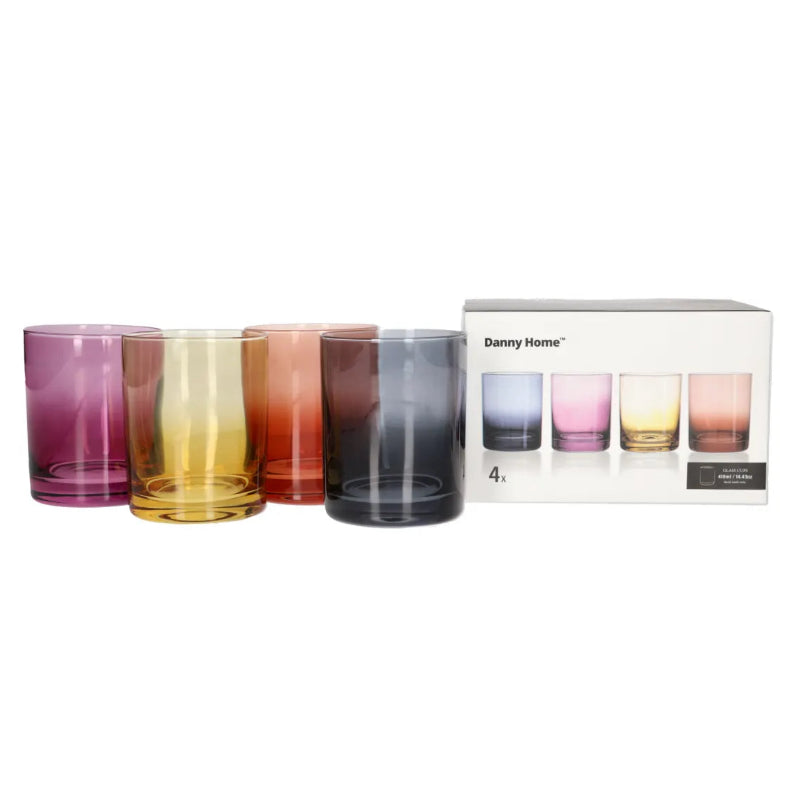 Danny Home Colourful Glass 4 Pieces Set 385ml at Zubaidas Homestore 