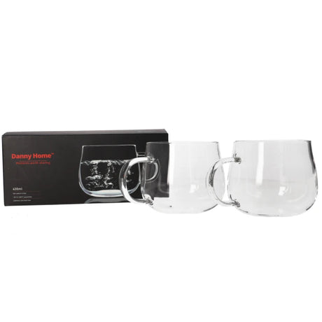 Danny Home Crystal Clear Glass Mug 2 Pieces Set 430ml at Zubaidas Homestore Pakistan