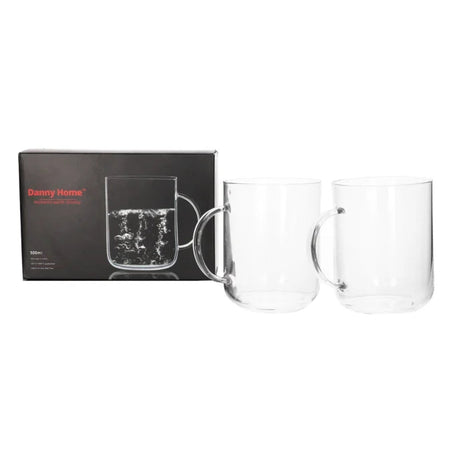 Danny Home Crystal Clear Glass Mug 2 Pieces Set 500ml at Zubaidas Homestore Pakistan 