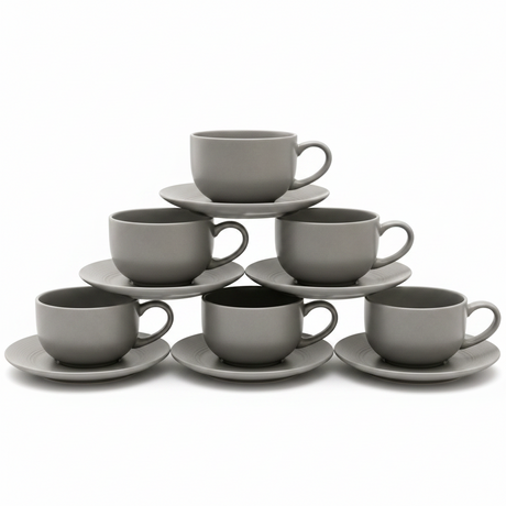 Danny Home Cup and Saucer 6 Pieces Set Grey at Zubaidas Homestore