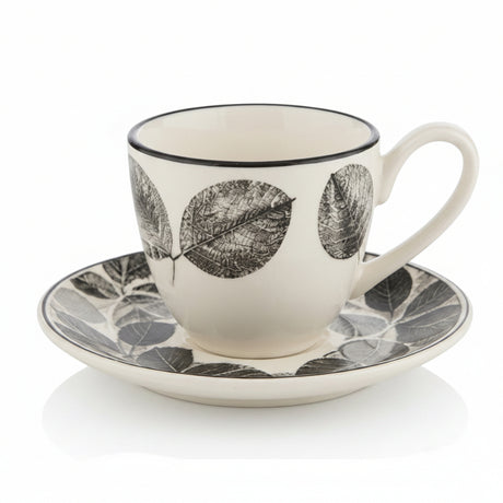 Danny Home Cup and Saucer Black Leaf 6 Pieces Set at Zubaidas Homestore - House of the Biggest Collection of Tea Sets in Pakistan