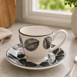 Danny Home Cup and Saucer Black Leaf 6 Pieces Set at Zubaidas Homestore Pakistan