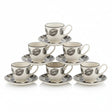 Danny Home Cup and Saucer Black Leaf 6 Pieces Set at Zubaidas Homestore