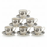 Danny Home Cup and Saucer Black Leaf 6 Pieces Set at Zubaidas Homestore