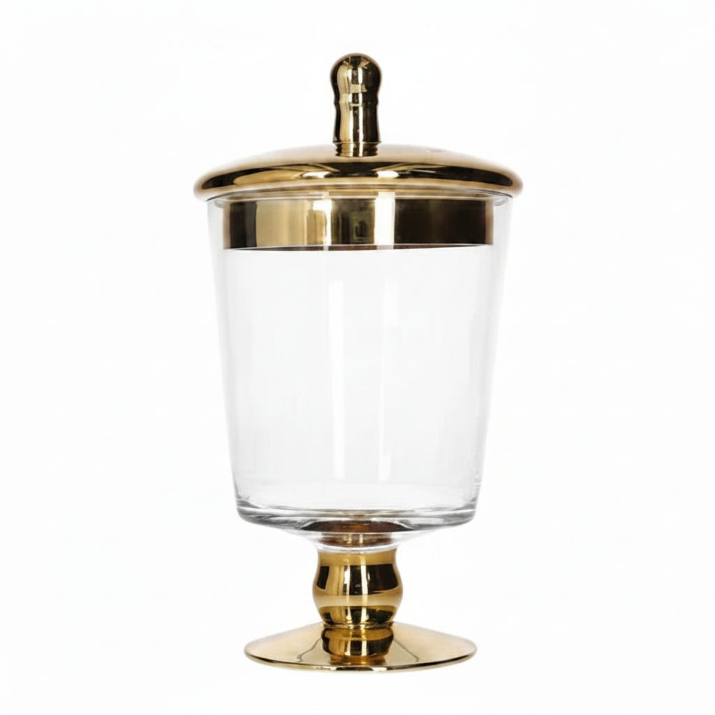 Danny Home Decorative Cookie Glass Golden Jar 24cm at Zubaidas Homestore Pakistan