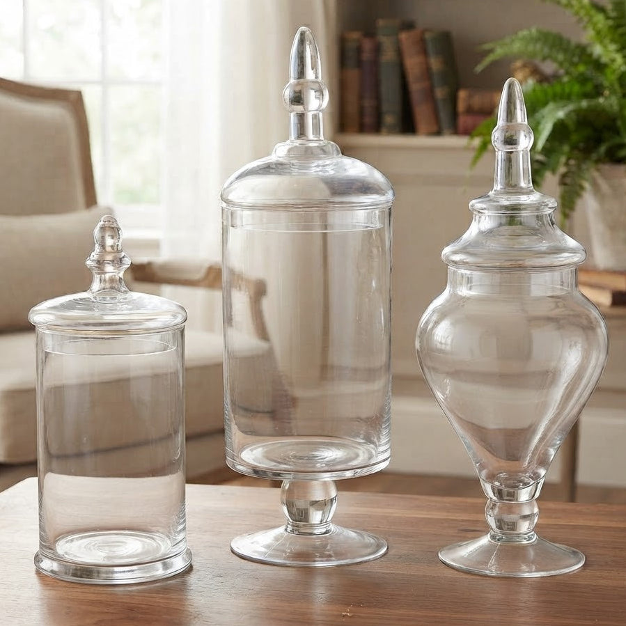 Danny Home Decorative Glass Storage Jar Set 3 Pieces at Zubaidas Homestore