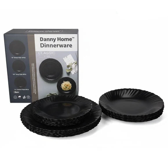 Danny Home Dinner Set 24 Pieces Black at Zubaidas Homestore