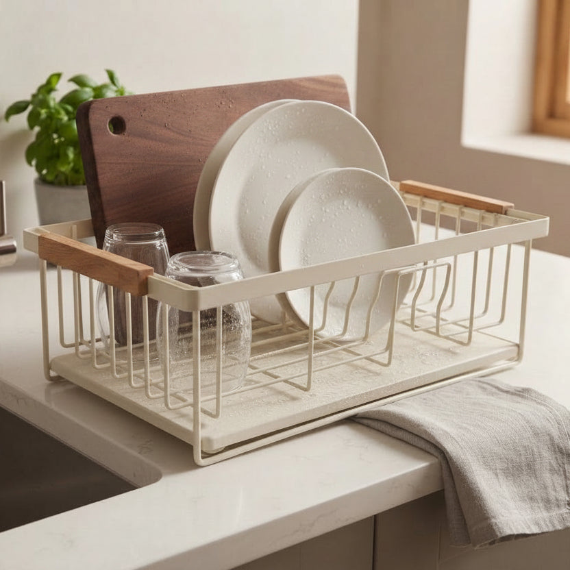 Danny Home Dish Rack with Diatomite Drip Tray 42.4cm White at Zubaidas Homestore 