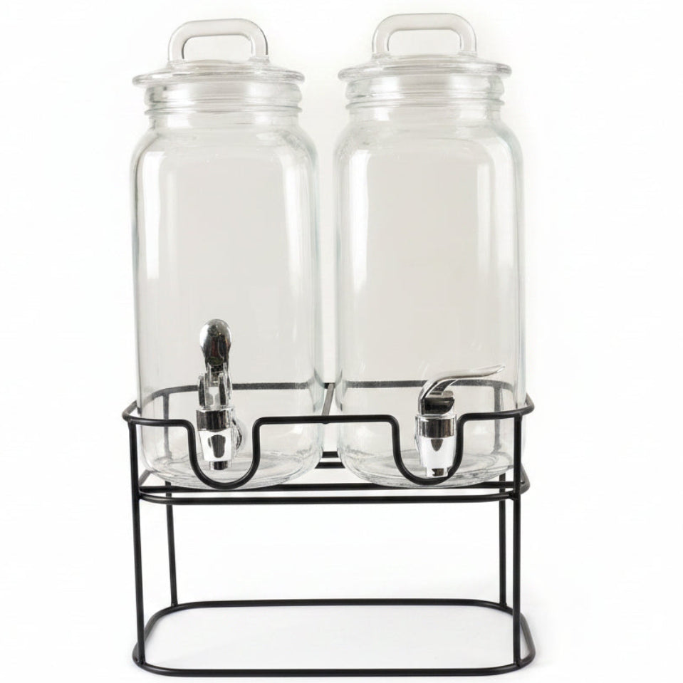 Danny Home Double Glass Beverage Dispenser Set  at Zubaidas Homestore
