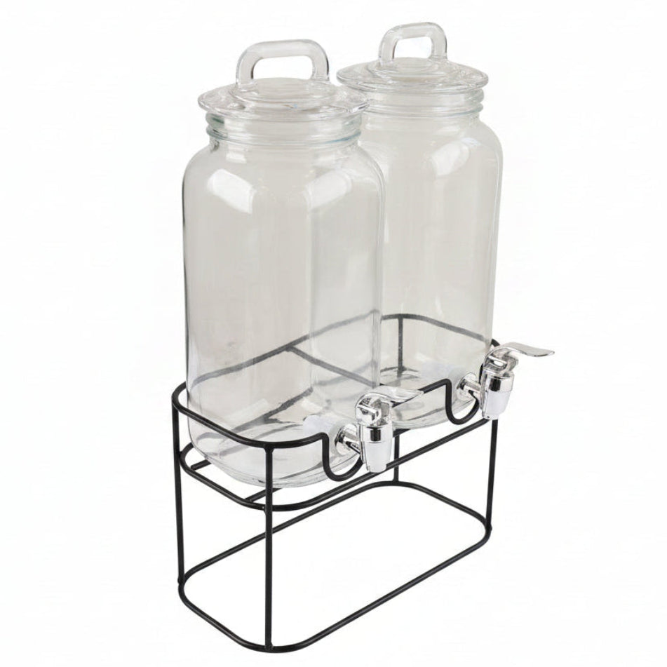 Danny Home Double Glass Beverage Dispenser Set  at Zubaidas Homestore Best for Home Shopping