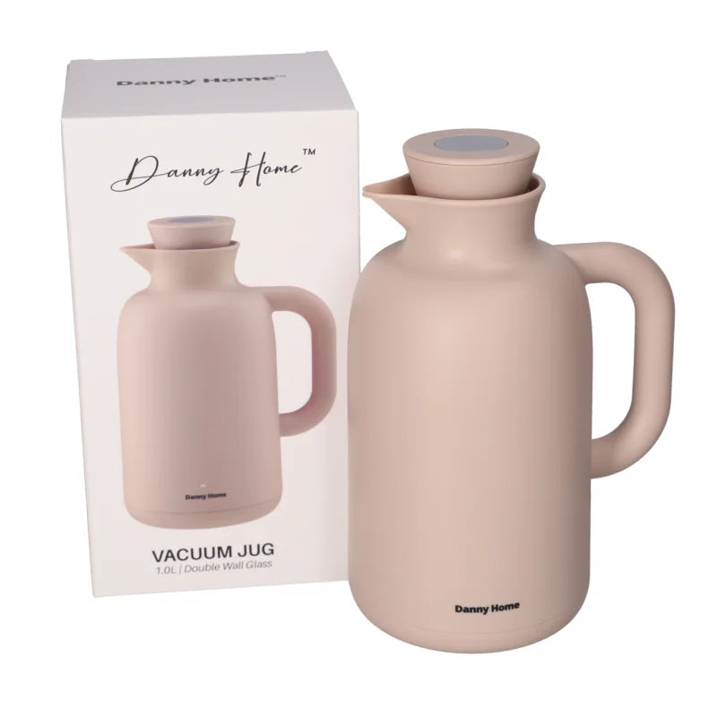 Danny Home Double Wall Glass Thermos Vacuum Jug 1 Liter Beige at Zubaidas Homestore 