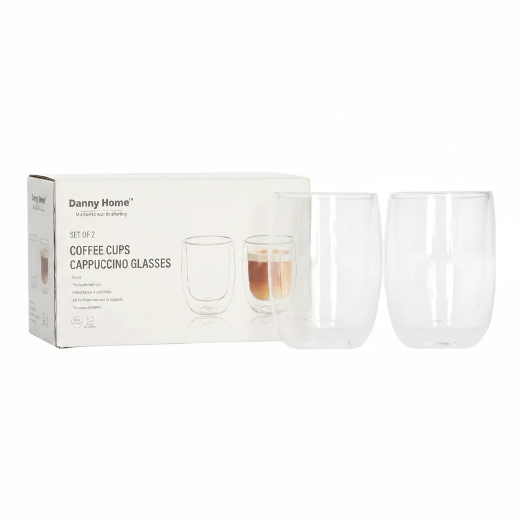Danny Home Double Walled Cappuccino Glass 2 Pieces Set 200ml at Zubaidas Homestore 