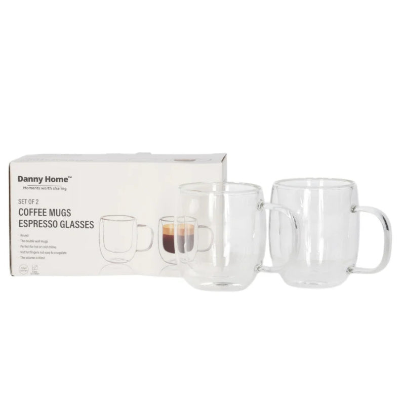 Danny Home Double Walled Espresso Glass Cup with Handle 80ml at Zubaidas Homestore