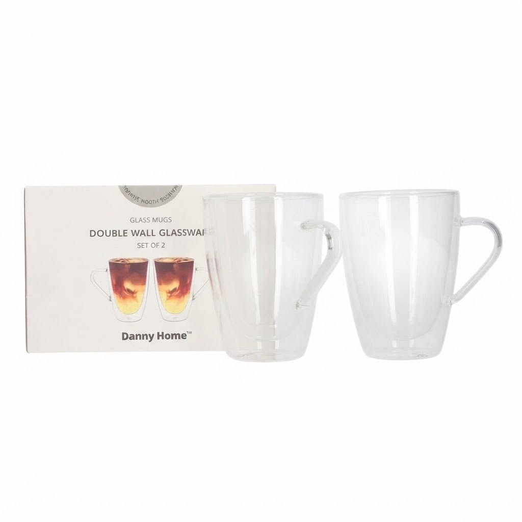Danny Home Double Walled Glass Mug 2 Piece Set 350ml at Zubaidas Homestore 