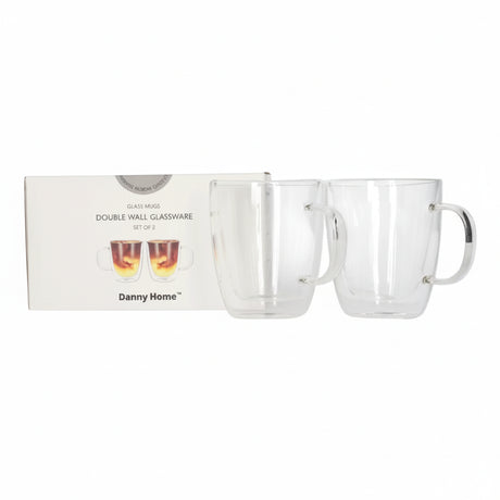 Danny Home Double Walled Glass Mug 350ml 2 Pieces Set at Zubaidas Homestore 