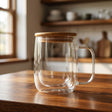 Danny Home Double Walled Glass Mug with Bamboo Lid 350ml at Zubaidas Homestore