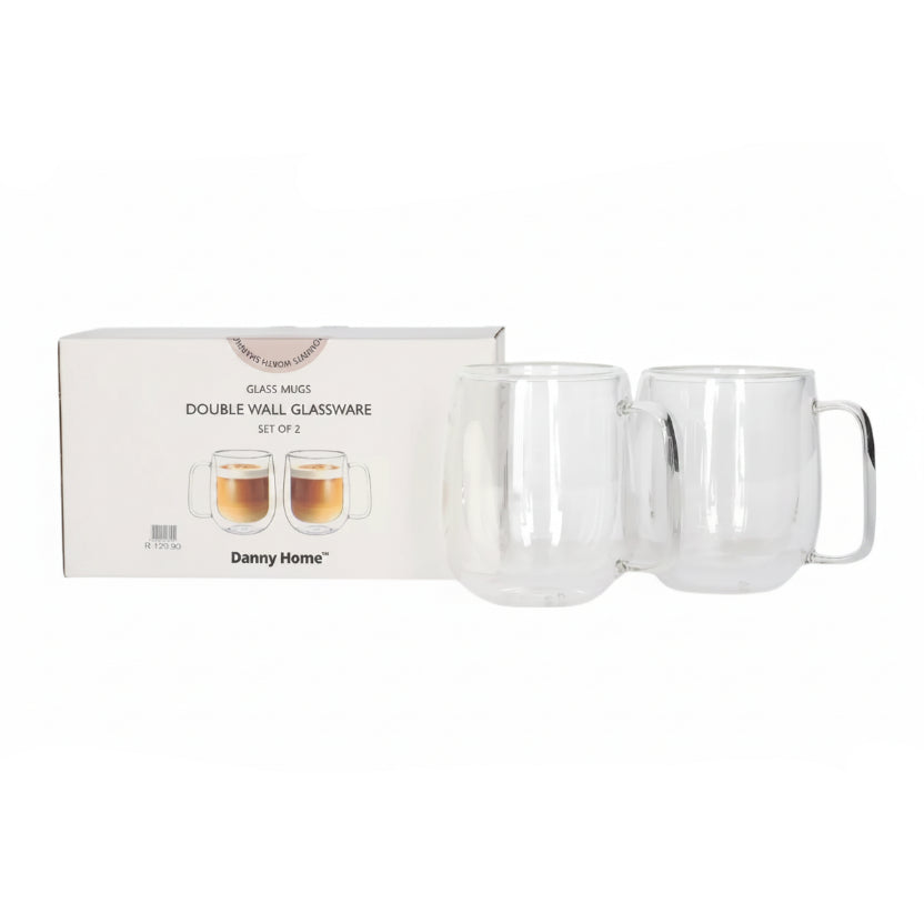 Danny Home Double Walled Glass Mug with Handle 250ml at Zubaidas Homestore 