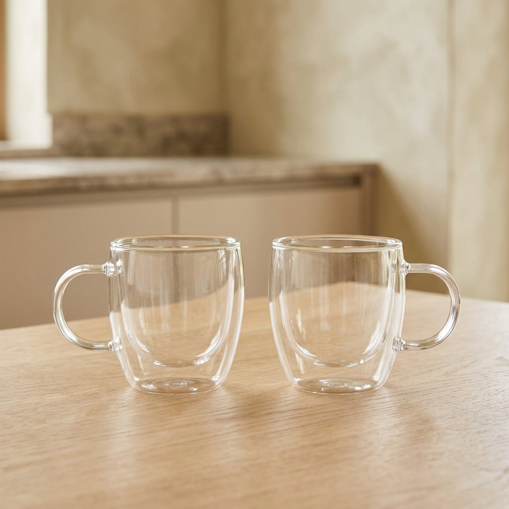 Danny Home Double Walled Glass Mug with Handle 300ml at Zubaidas Homestore