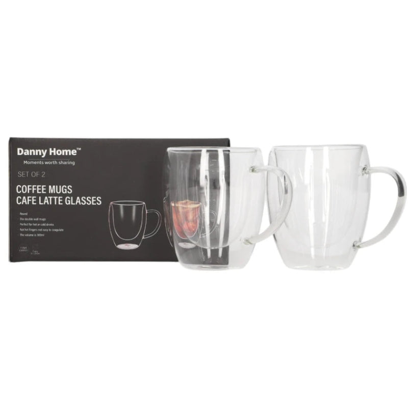 Danny Home Double Walled Glass Mug with Handle 300ml at Zubaidas Homestore