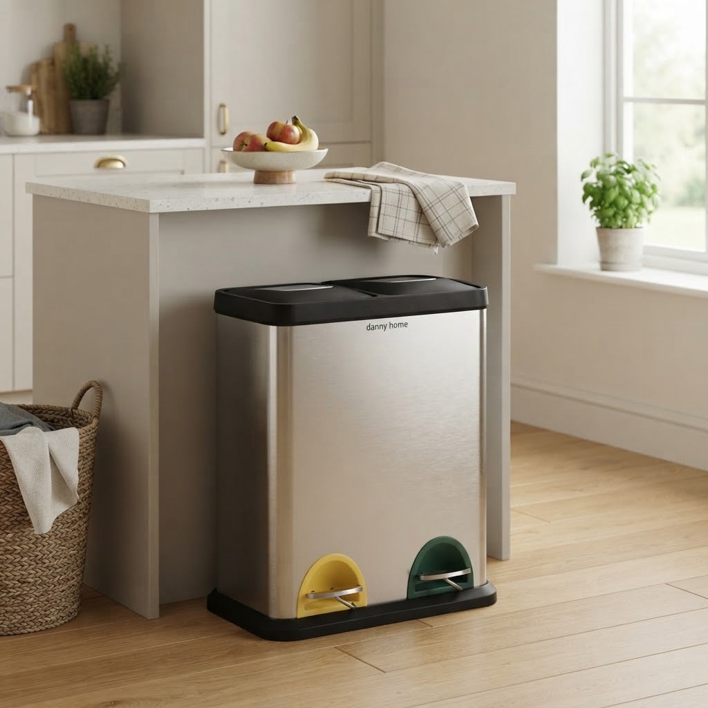 Danny Home Dual Compartment Pedal Waste Bin 16L at Zubaidas Homestore