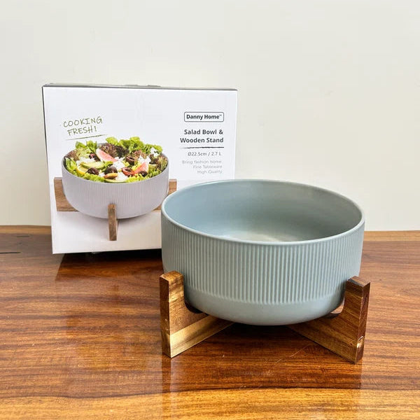 Danny Home Fine Porcelain Salad Bowl With Stand at Zubaidas Homestore 