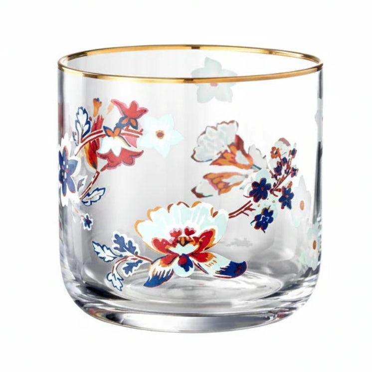Danny Home Floral Gold Rim 4 Pieces Glass Set 340ml at Zubaidas Homestore. Best Online Homestore in Pakistan
