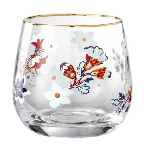 Danny Home Floral Gold Rim 4 Pieces Glass Set 345ml at Zubaidas Homestore. Best Online Homestore in Pakistan