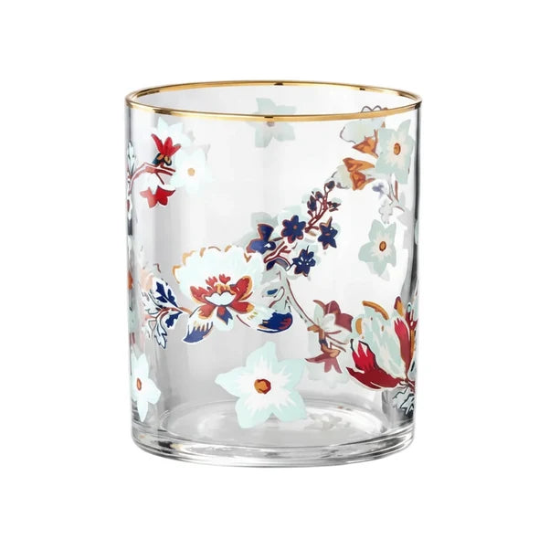 Danny Home Floral Gold Rim 4 Pieces Glass Set 390ml at Zubaidas Homestore - House of The Biggest Collection of Glasses and Tumblers in Pakistan