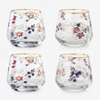 Danny Home Floral Gold Rim 4 Pieces Glass Set 420ml at Zubaidas Homestore 