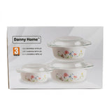Danny Home Floral Opal Glass Casserole 3 Pieces Set at Zubaidas Homestore 