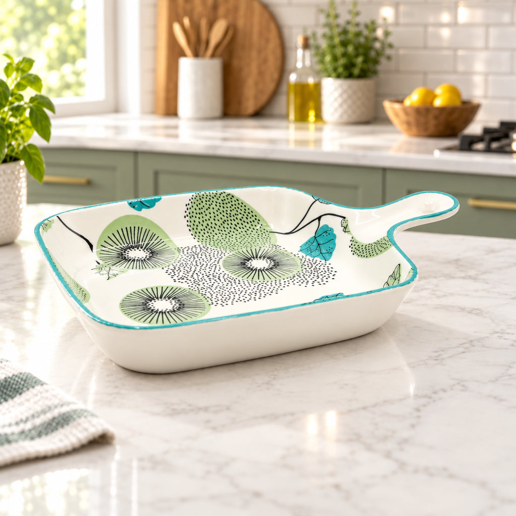 Danny Home Floral Porcelain Mini Baking Dish with Handle 19cm at Zubaidas Homestore 