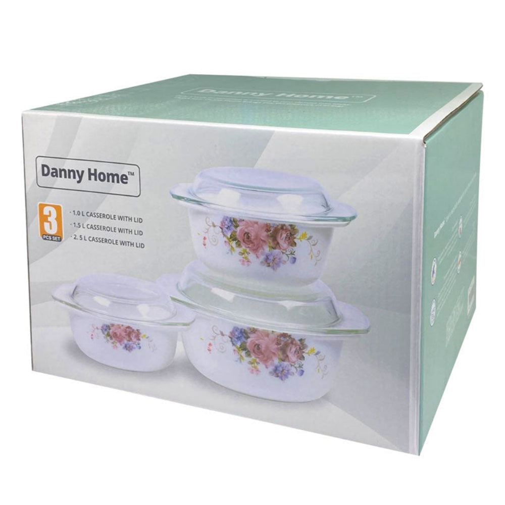 Danny Home Flower Design Casserole 3 Pieces Set at Zubaidas Homestore 