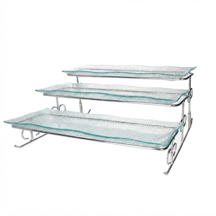 Danny Home Glass 3 Layer Serving Tray with Stand 36cm at Zubaidas Homestore Pakistan