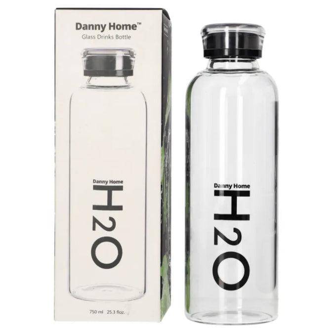 Danny Home Glass Drink Water Bottle 750ml Black at Zubaidas Homestore