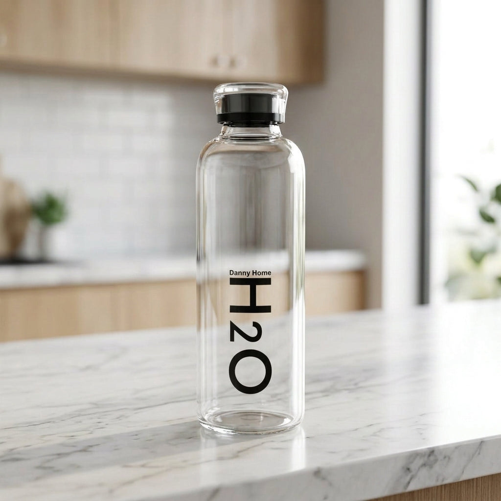 Danny Home Glass Drink Water Bottle 750ml Black at Zubaidas Homestore