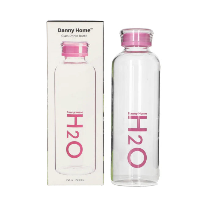 Danny Home Glass Drink Water Bottle 750ml Pink at Zubaidas Homestore