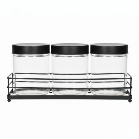 Danny Home Glass Jar Set With Metal Rack 720ml at Zubaidas Homestore Pakistan