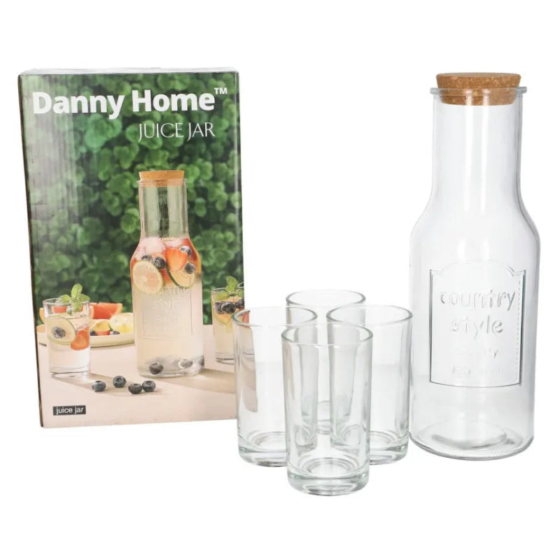 Danny Home Glass Juice Jar with 4 Pieces Glass Set at Zubaidas Homestore 