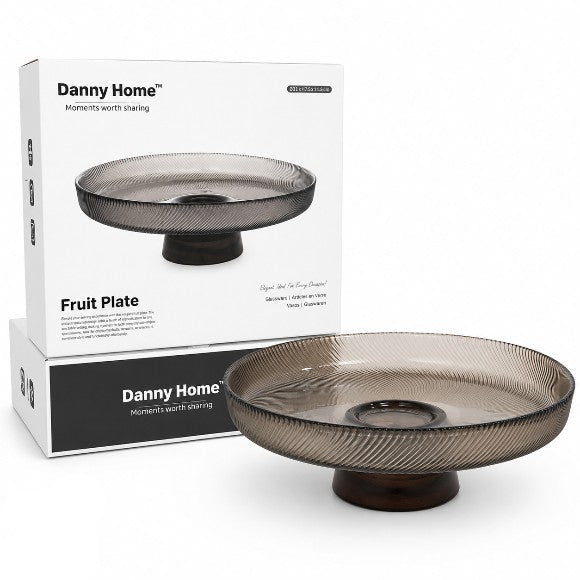 Danny Home Glass Pedestal Fruit Plate 25.5cm at Zubaidas Homestore 