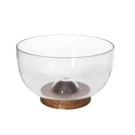 Danny Home Glass Salad Bowl With Wooden Base 23.5cm at Zubaidas Homestore Pakistan