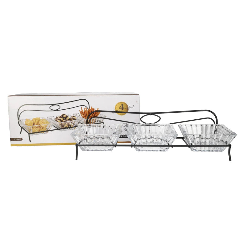 Danny Home Glass Serving Bowl With Black Stand 4 Piece Set at Zubaidas Homestore 